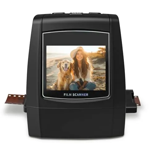 Escáner digital de diapositivas, escáner de diapositivas independiente y escáner negativo Convierte negativos y diapositivas de película de 35 mm, 126, 110, Super 8 y 8 mm en imágenes JPEG, pantalla