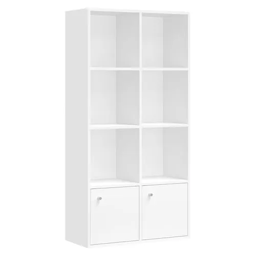 VASAGLE Estantería Cubos, Librería, 65,8 x 29 x 130 cm, con Puertas