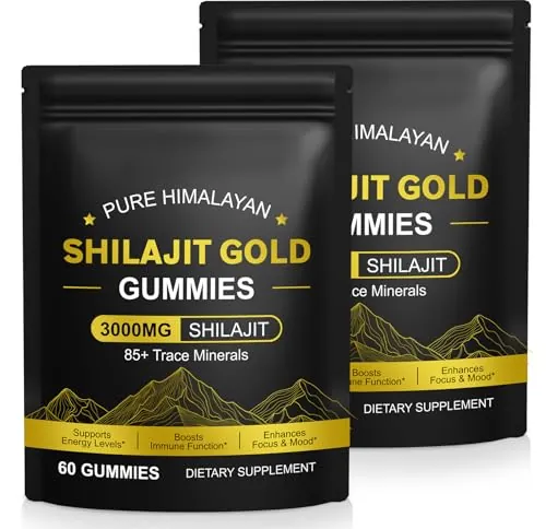 Shilajit Puro del Himalaya 3000mg, Shilajit Gold Gummies, Gominolas de Shilajit, 120 Gominolas