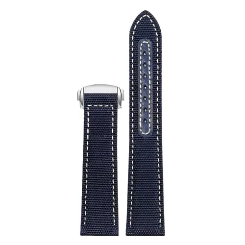 SFIWFOGD Compatible con Correa de Reloj Omega Seamaster 300 Compatible con Speedmaster AT150 Compatible con Snoopy Serie 310.32 Correa de Nailon de Lona 19 20 21 22 mm Bandas(Blue White Silver,22mm)
