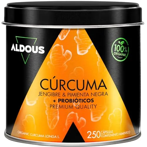 Curcuma con Jengibre y Pimienta Negra PROBIÓTICOS - 250 cápsulas - 1460mg