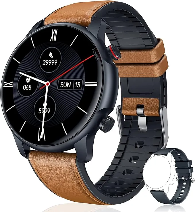 Smartwatch Reloj Inteligente Hombre Pulsómetro: Impermeable IP68 Digital Pulsera Actividad Inteligente con Monitor de Sueño Calorias Cronometro Podómetro 1.32 Pulgadas, Deportivo para iOS Android