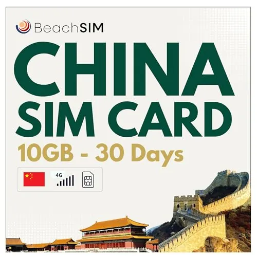 Tarjeta SIM China de 10GB 30 días. Acceso a Internet sin restricciones para Google y Whatsapp; no se Requiere VPN. Red 4G/5G. Solo Uso de Datos. Compatible con Dispositivos iOS y Android.