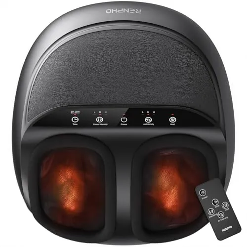 RENPHO Masajeador de Pies [Actualizado en 2026], Shiatsu Masajeador Eléctrico de Pies con Calor, Control Remoto, Amasado, Rodamiento y Compresión de Aire, Regalo Para Hombres y Mujeres