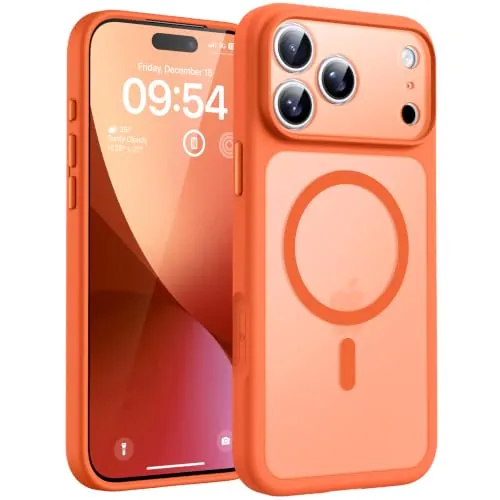 TOCOL Funda para iPhone 18 Pro MAX, Compatible con MagSafe, Naranja