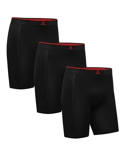 DANISH ENDURANCE Calzoncillos Extra Largos, 3 y 6 Pack Negro/Rojo L