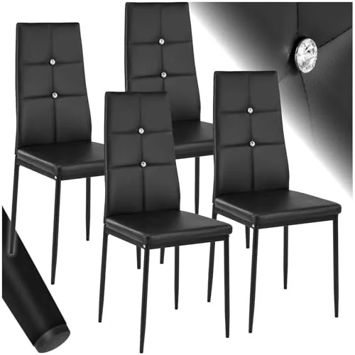 tectake® Sillas de Comedor tapizadas, Juego de 4, Piel sintética, 120 kg