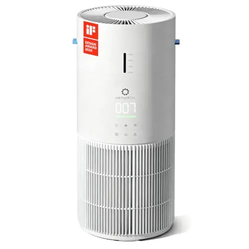 Airthereal AEH300 Purificador y Humidificador 2 en 1, Filtro 3 Etapas | Combo 2 en 1 para 125 m². Incluye filtro de 3 etapas, monitor de calidad de aire y modo sueño silencioso. Humedad automática.