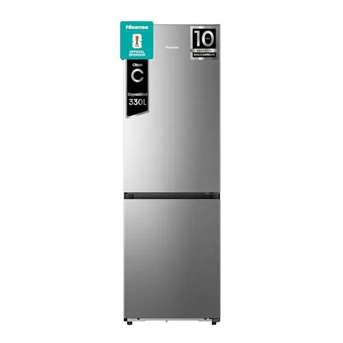 Hisense RB3K330SAIC - Frigorífico combi -, No Frost, Altura 1856 mm, Capacidad 330 l, Acero inoxidable