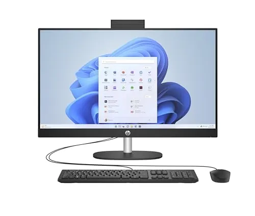 HP All-in-One 24-cr0101ns - Ordenador de sobremesa de 23,8" FHD (Intel Core i3-N300, 8GB RAM, 512GB SSD, Intel UHD Graphics, Windows) Black - Teclado QWERTY Español