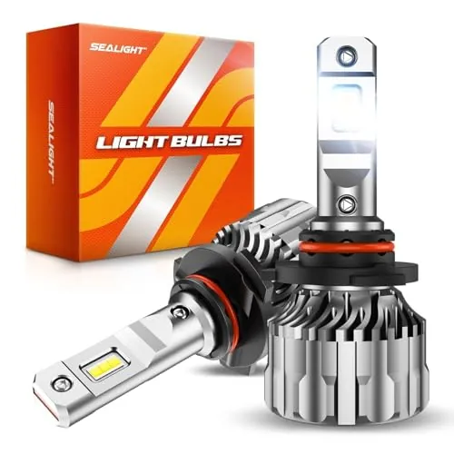 SEALIGHT 9005/HB3 LED Bulbs, 70000LM 800% 6500K Cool White with Fan