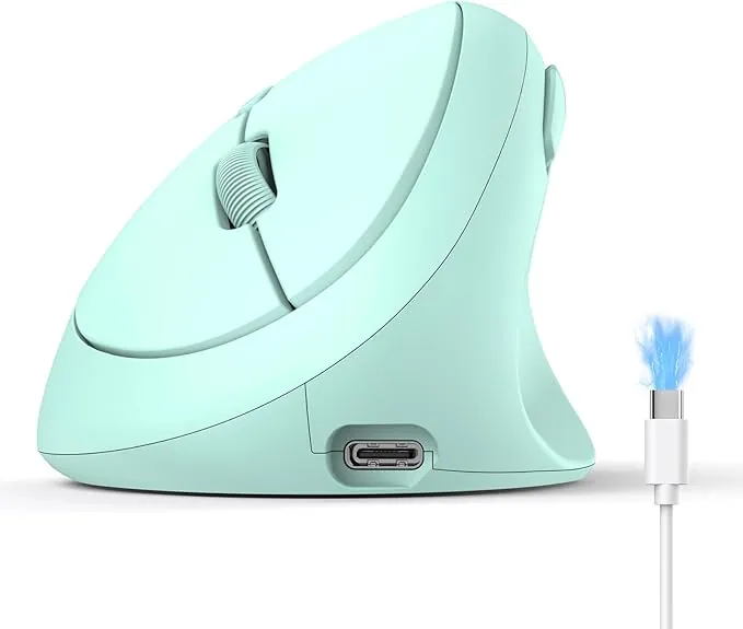 TECKNET Ratón Inalámbrico Bluetooth, Ratón Ergonómico Recargable con 3 Dispositivos (BT 5.0/3.0+2.4G), 4800DPI Ratón Vertical Silencioso para Portátil, Ordenador, iPad, Mac y Windows