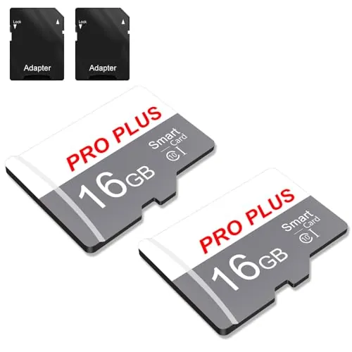 2 Pack Tarjeta De Memoria 16GB con Adaptador SD, Tarjeta De Memoria De Alta Velocidad, UHS-I C10 A1, Tarjeta TF para Tablet/Móvil/Fotocámara/Audio del Coche/Consola De Juegos (TF183 16GB)