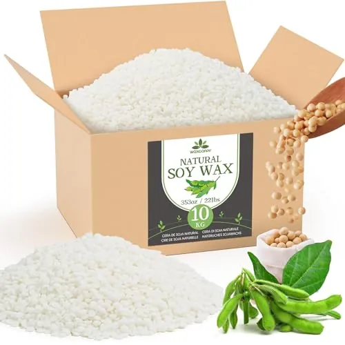 Cera de Soja para Velas, Cera para Velas Premium 10kg de Waxcanpy, Cera para Velas Caseras, Cera de Soja 100% Natural para La Fabricación de Velas DIY