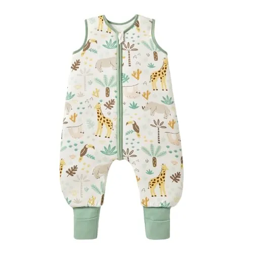 ToyaTec Saco de Dormir para bebé con pies, rayón súper Suave Hecho de bambú, Saco de Dormir de Fibra de bambú para niños, 2,5 TOG, Manta de Dormir para otoño e Invierno (Jirafa, 90 cm (2-4 años))