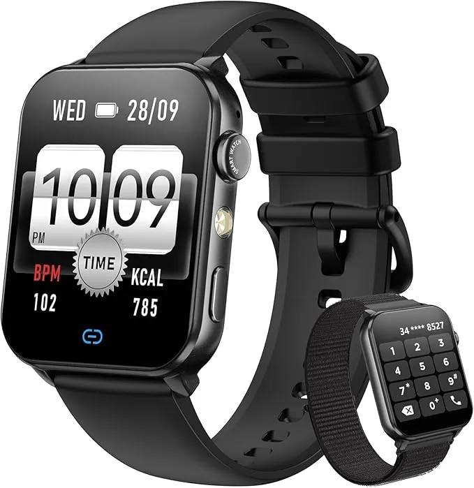 Blackview Reloj Inteligente Hombre Mujer - Llamadas Bluetooth y Notificación Mensajes, 1,91" Smartwatch con Linterna LED, SpO2, Pulsómetro, Sueño, Podómetro, Pulsera Actividad con 100 Modos Deportivos