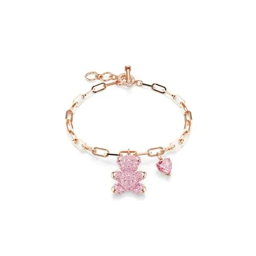 Swarovski Pulsera Teddy, Oso, Rosa, Baño tono oro rosa