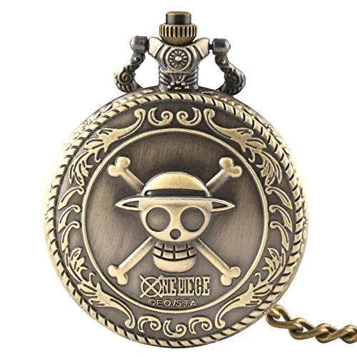 Reloj de bolsillo para hombre, diseño de calavera de cuarzo, con cadena de reloj de bolsillo, regalo para hombres