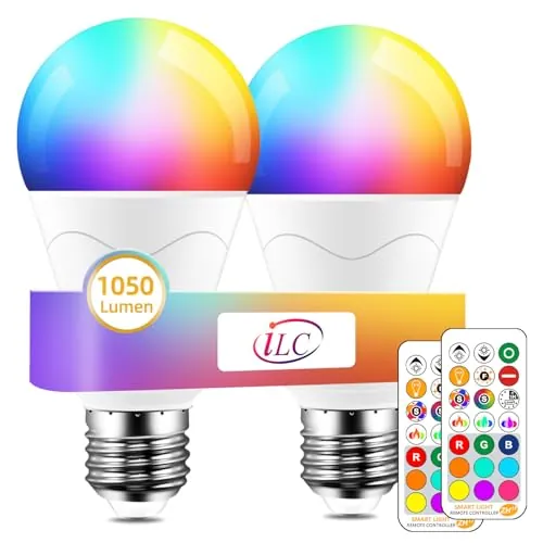 iLC Bombillas Colores RGBW 85W Equivalente LED Bombilla Regulable Cambio de Color Edison 12W E27 - RGB Control remoto Incluido