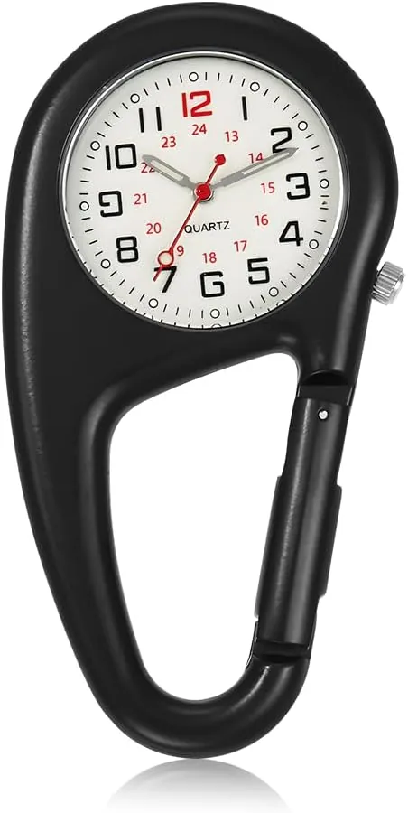Reloj De Bolsillo con Mosquetón Digital, Reloj De Mosquetón Clip En Mosquetón Bisel Giratorio Esfera Luminosa Reloj Fob para Médicos Enfermeras Paramédicos Escalada Montañismo