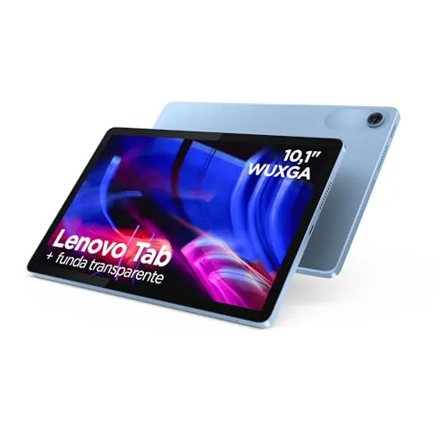 Lenovo Tab – Tablet 10.1" WUXGA (MediaTek Helio G85, 4GB RAM, 64 GB, 60 Hz, 2 Altavoces, Wi-Fi 5, Bluetooth 5.3, Android 14) Azul Polar – Incluye Case Transparente
