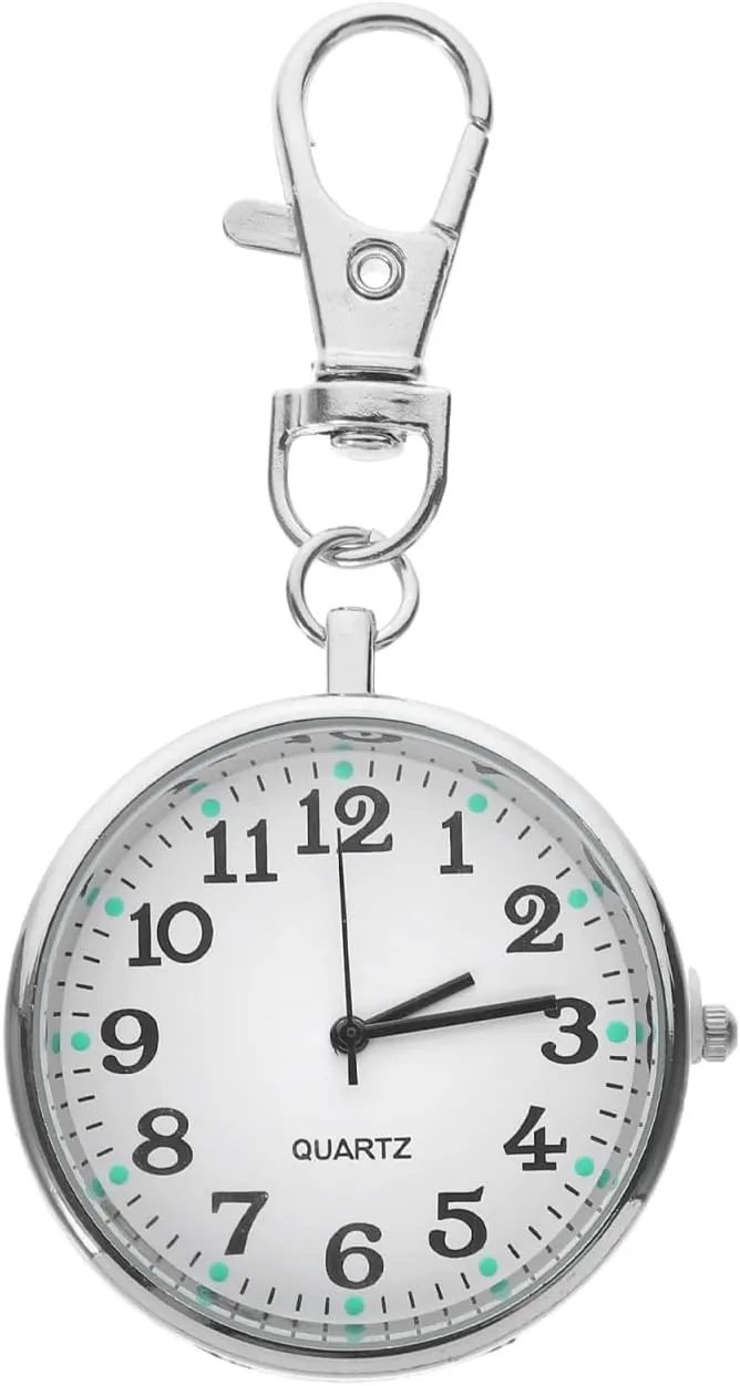 VALICLUD Mesa de enfermeras reloj portátil reloj de bolsillo y cadena enfermeras reloj inteligente para hombres titular digital retráctil accesorios correa de reloj para mujer muñeca plata cristal