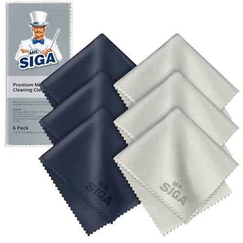 MR.SIGA Paños de Limpieza de Microfibra para Lentes, Gafas, Pantallas, tabletas, anteojos (6 Unidades)