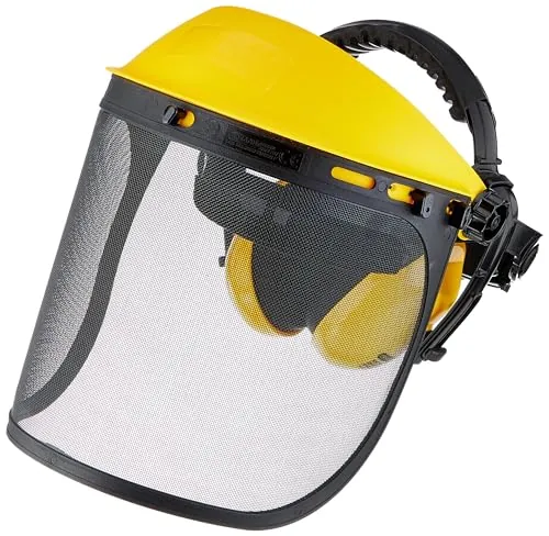 Oregon Visera con Malla Metálica y Orejeras Integradas, Protección Facial Ajustable con Protección Auditiva, Ideal para Trabajos Forestales, Jardinería y Bricolaje