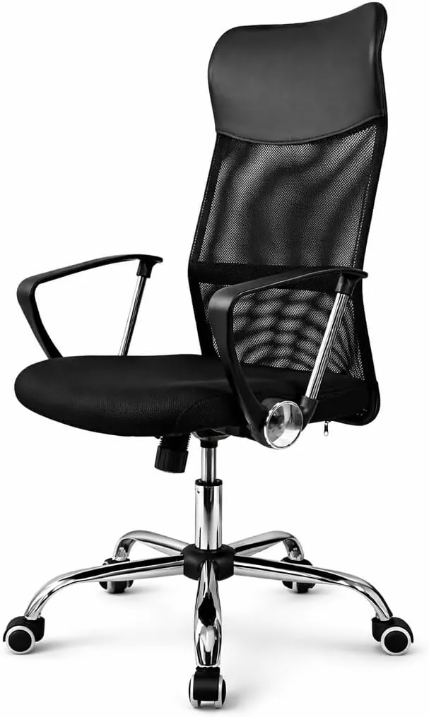 T-LOVENDO.ES Silla de Oficina ergonómica para Escritorio u Oficina. Respaldo Alto de Malla Transpirable y Piel sintética. Giratoria y con Ruedas. Diseño Bonito y Elegante. hasta 150kg.