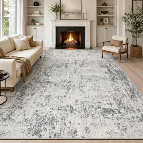 Capslpad Gris Abstracto Alfombra de Salón 200x300cm antideslizante de Pelo Corto Lana Sintética para Dormitorio Alfombra Lavable Minimalista Alfombra de Cama para Salón Dormitorio Oficina Decoración