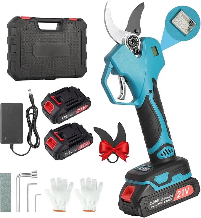Tijeras de Podar Electricas 50mm: Tijeras de Podar Bateria Con pantalla, 2 baterías de 2000mAh, 2 cuchillas SK5, 3 Tamaños de Apertura (20/30/50mm) Para Huertos, Jardines y Granjas