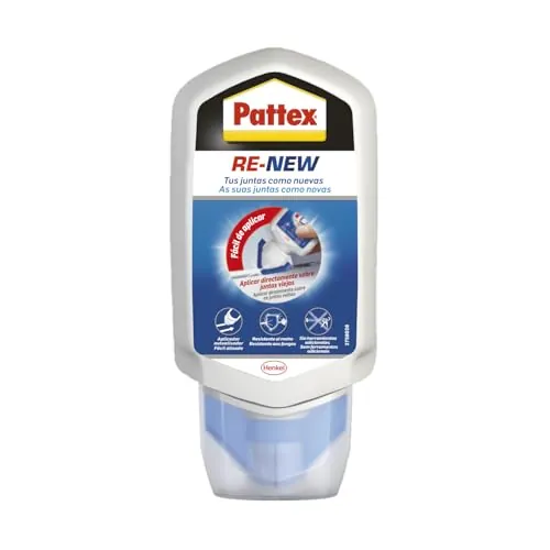 Pattex Baño Sano RE-NEW, silicona blanca para unas juntas limpias en sencillos pasos, silicona resistente al moho rápida, sellador de juntas de cocina y baño, 1x80 ml