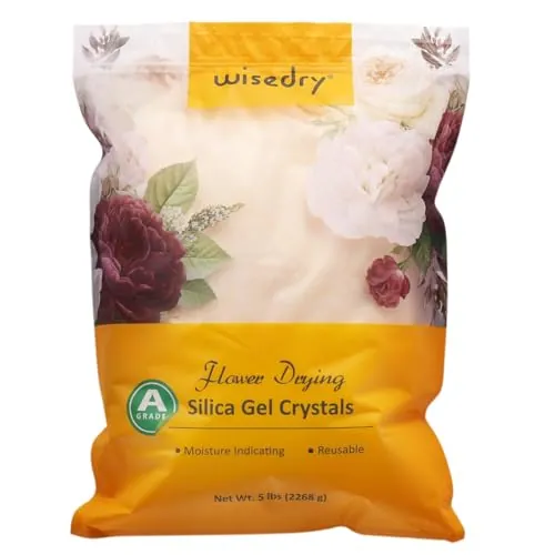 wisedry Gel de silice para secar Flores, Gel silice Secado Flores Reutilizable, Cristales con indicador de Color 2,27 kg (5 LBS)