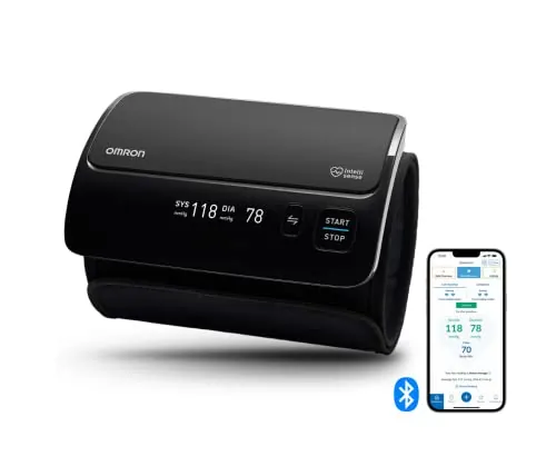 OMRON EVOLV Tensiómetro de Brazo inalámbrico todo en uno con Bluetooth, medidor de tensión arterial compatible con iOs y Android, aparato de tensión arterial validado clínicamente para embarazo