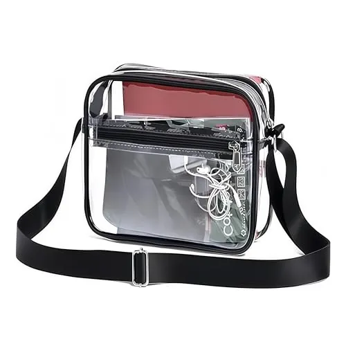 Paquete Transparente Negro de PVC - Bolso de Hombro Ajustable para Hombres y Mujeres