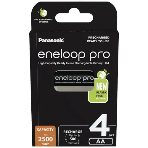 eneloop pro - Pilas Recargables AA (Paquete de 4) - 2500 mAh NiMH