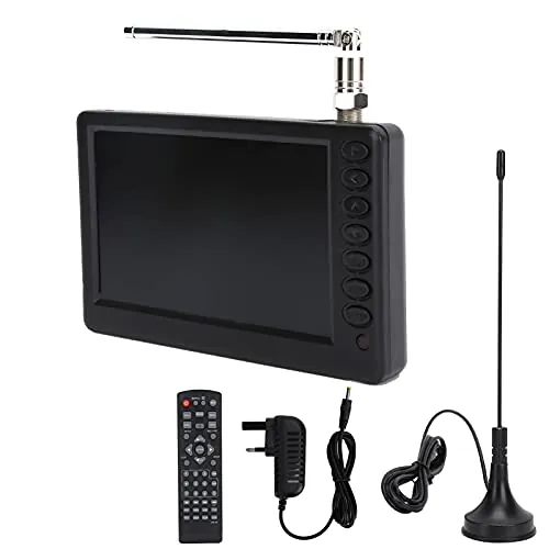 TV Portátil con Antena, Mini TV Digital de 5 Pulgadas 1080P Televisión Analógica Pequeña con Batería de 1500 MAh para Autocaravana, Caravana, Automóvil