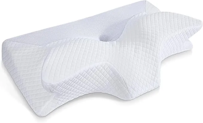 HOMCA Almohada Cervical de Espuma Viscoelastica, Almohada Ortopedica para Soporte de Cuello, Almohadas Ergonómico para Dormir de Lado y Boca Arriba, 70 x 40 x 8.5/14cm