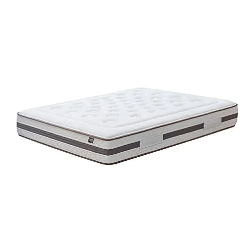 Kuo Dream ECO NATUR - Colchón de Muelles Ensacados, acolchado natural de algodón y tejido bamboo, refuerzo lumbar de latex, 160 x 190 cm, color beige