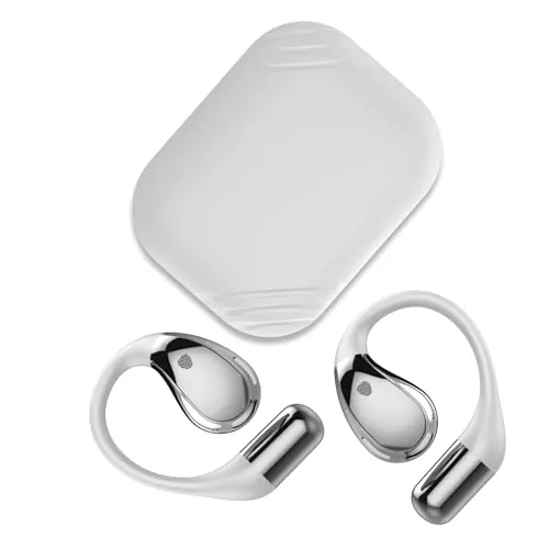 Auriculares Inalámbricos Bluetooth Open Ear, Sonido HiFi Estéreo con Gancho de Oreja, Pantalla LED, Impermeable IP7, Blanco