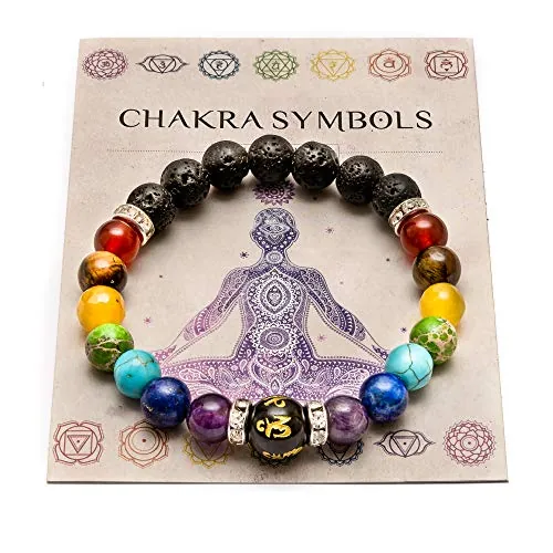 WICCSTAR Pulsera Chakras Piedras Joyería Curativa De Christal