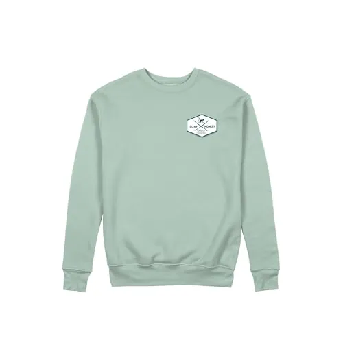 Surf Monkey Sudadera con Cuello Redondo Parches (FR/ES, Letras, L, Regular, Regular, Green Tide)