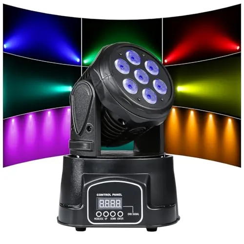 ZKYMZL Moving Head Light 7 x 12 W LED RGBW (4 en 1) Color Lighting Effect 9/14 CH by DMX Control para DJ Show Bar Party Wedding Disco KTV...