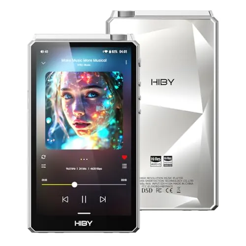 Reproductor DAP HiBy R6III 2025 de audio de alta resolución MP3 con amplificador de Clase A y AB/Android 12/Bluetooth 5.0/WiFi/Memoria ampliable de 64G+2TB