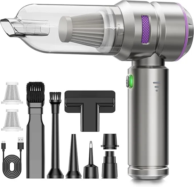 KITBEZN Aspirador de Mano, 26000PA Aspiradora de Mano Sin Cable, 4 en 1 Aspirador de Coche Potente, 3 Niveles Aspirador Coche con Motor sin Escobillas para Casa/Coche/Pelo de Mascota
