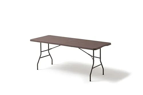 KG KITGARDEN Mesa Plegable Portátil Multifuncional, 180x74x74cm, Imitación a Madera, Marrón