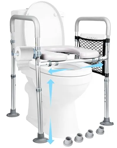 Elevador WC Adulto con Reposabrazos Alzador WC asiento elevador inodoro wc adaptador para mayores 6 Altura/ 6 Anchura Regulable Carga 180 kg