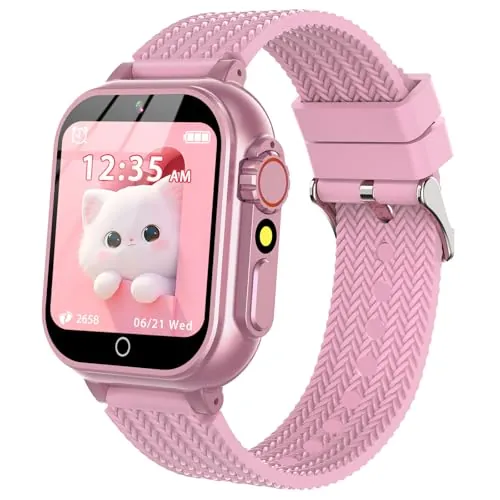 clleylise Reloj Inteligente Niño/Niña - Smartwatch para Niños con Monitor de Sueño, 19 Modos de Deporte, Contador de Calorías, 14+ Juegos Educativos Niños de 4+ Años (Rosa 1)