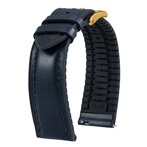 BINLUN Correas de Reloj de Cuero 14mm 16mm 18mm 19mm 20mm 21mm 22mm Correa de Reloj Piel de Liberación Rápida Cera de Aceite Cuero y Silicona Híbrido Correa de Repuesto para Hombres Mujeres 6 Colores