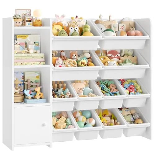FOREHILL Mueble Almacenaje Juguetes, Librería Infantil, 12 Cajas, Blanco